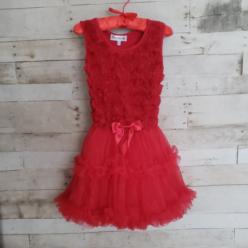Girls red dress size large 6-7